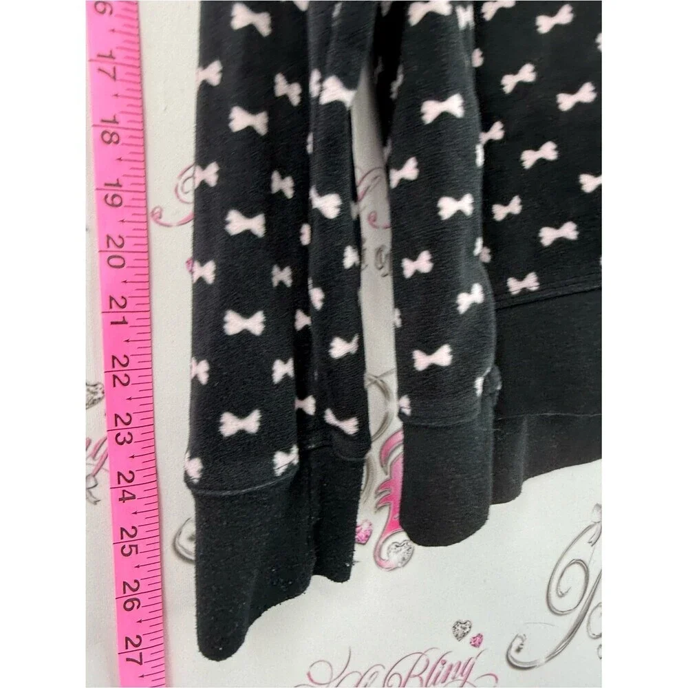 kate spade shirt fleece soft Black and White Bow-Print Long Sleeve Top